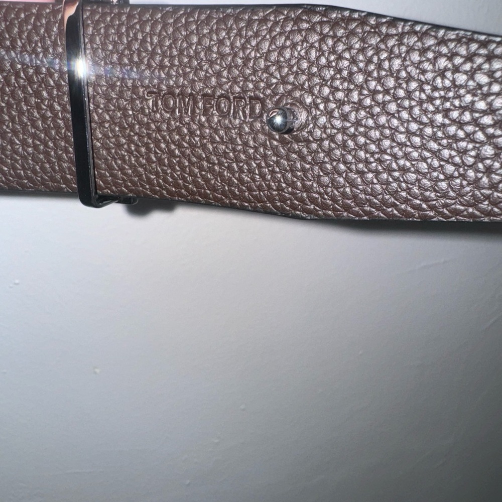 Tom ford Black Belt with Silver T Buckle - size 105 - Picture 5 of 6